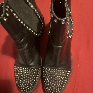 Elegant Black Studded Ankle Booties